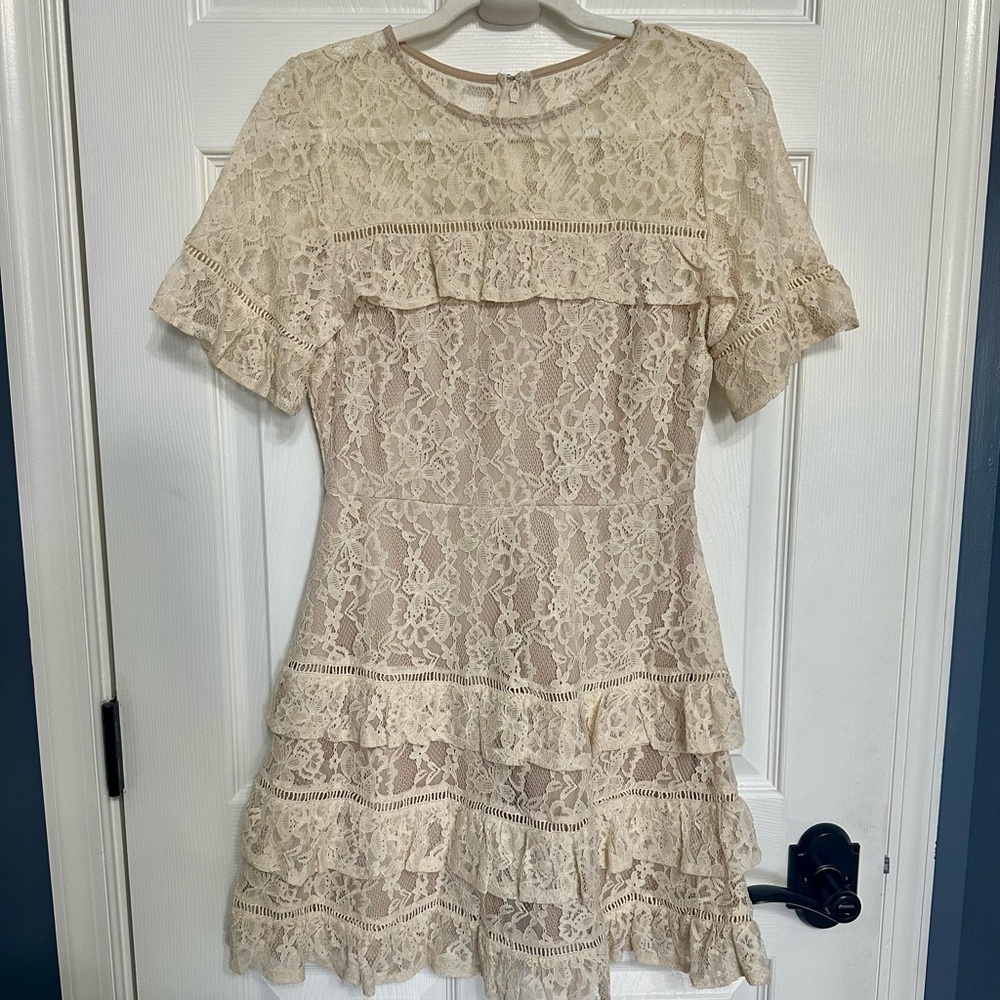 Andree It's All You Need Natural White Lace Dress Medium, Natural